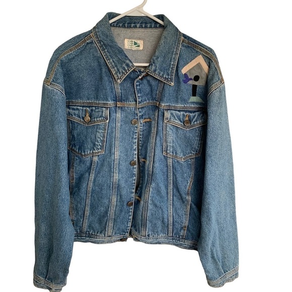 Vintage Blue Jean Denim Jacket Cabin Creek Quilts Malden West Virginia Women’s L - Picture 2 of 8